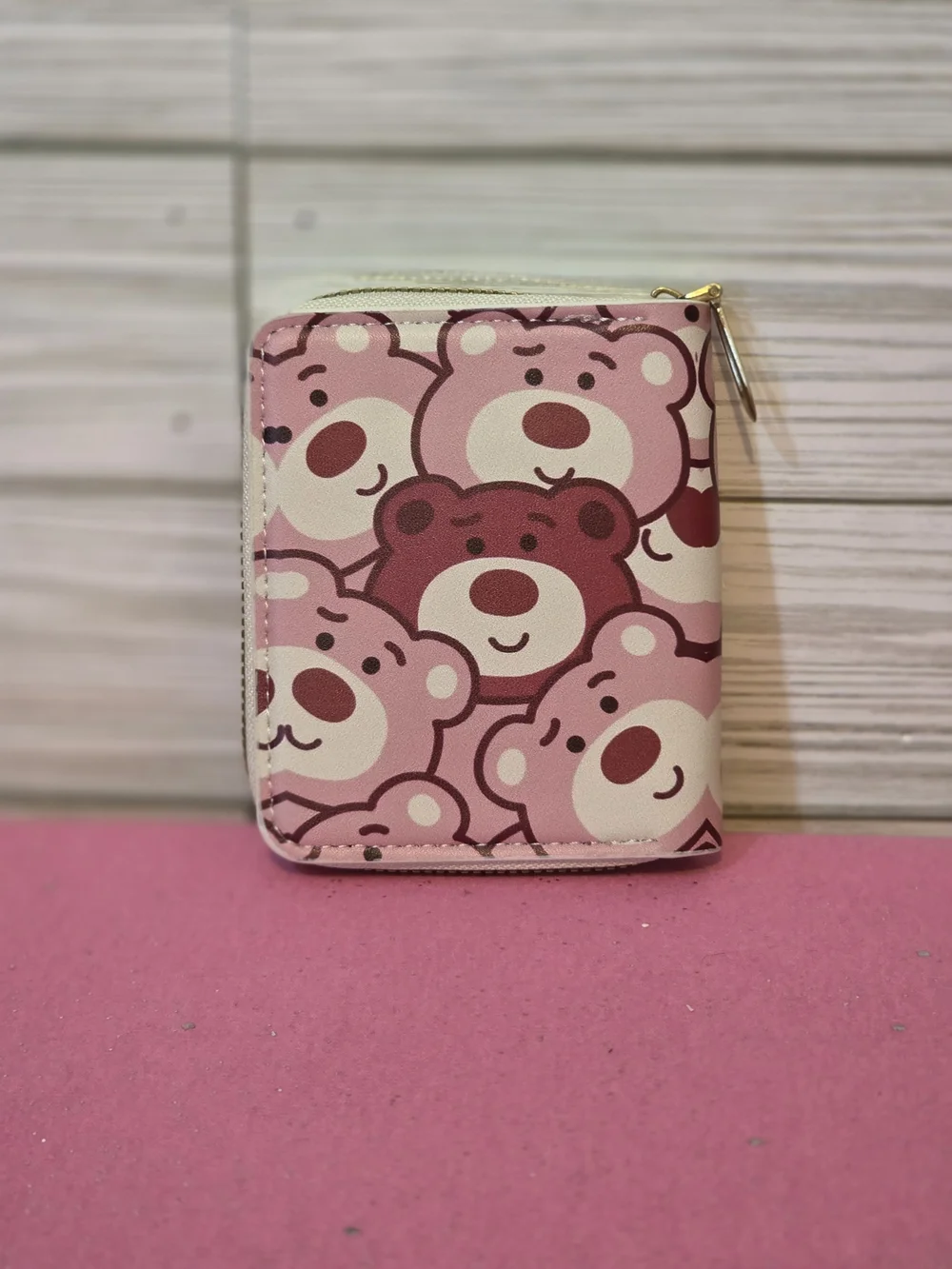 Strawberry Bear Small Zip Up Wallet